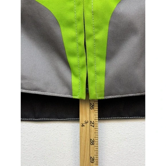 Icon Riding Jacket Mens LG Gray Overlord Textile D3O Armor Neon Green Moto Sport